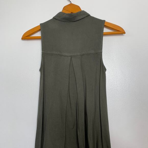 Mossimo Supply Co women's army green sleeveless button front shirt dress XS - Picture 6 of 10